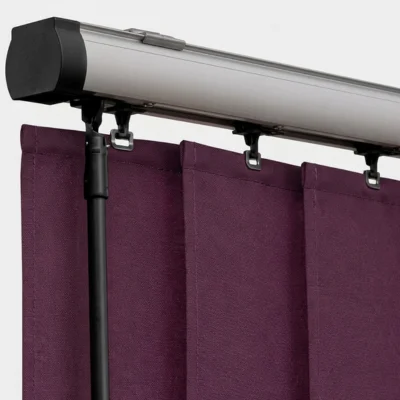 Brushed Steel black trucks - vertical blinds headrails