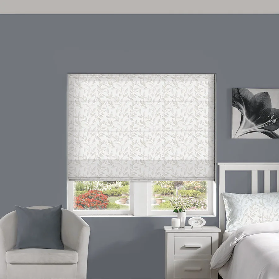Leaves Porcelain - Roman Blind