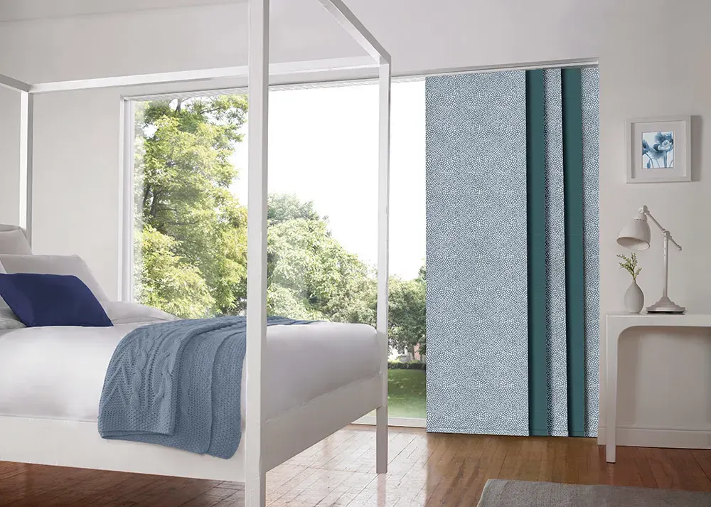 Nandu Dusty Blue Panel Blinds - Cross Blinds & Shutters