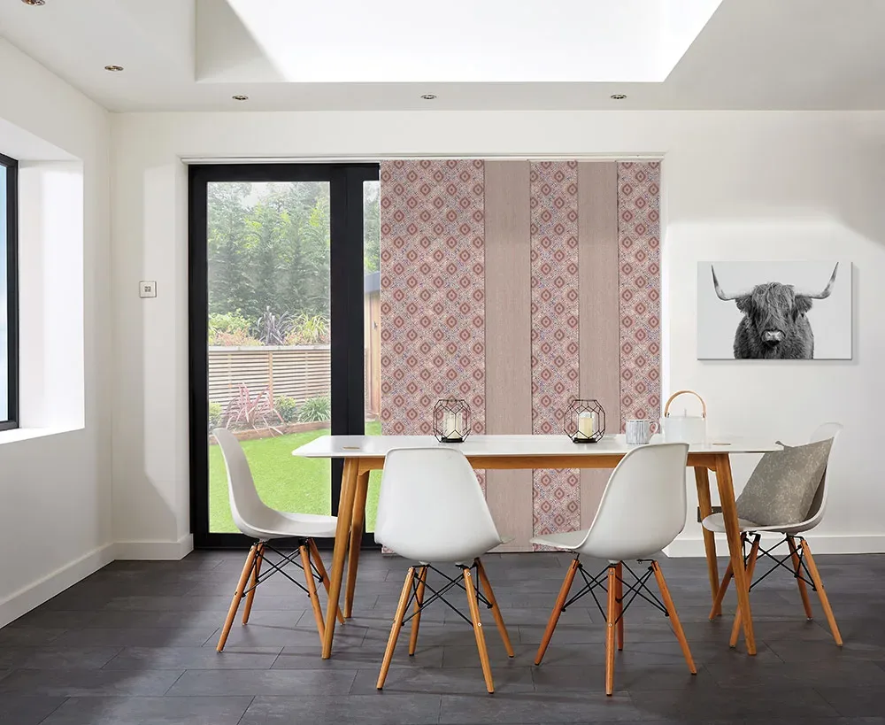 D1 Henley Mauve Clarence Rosy Panel Blinds - Cross Blinds & Shutters
