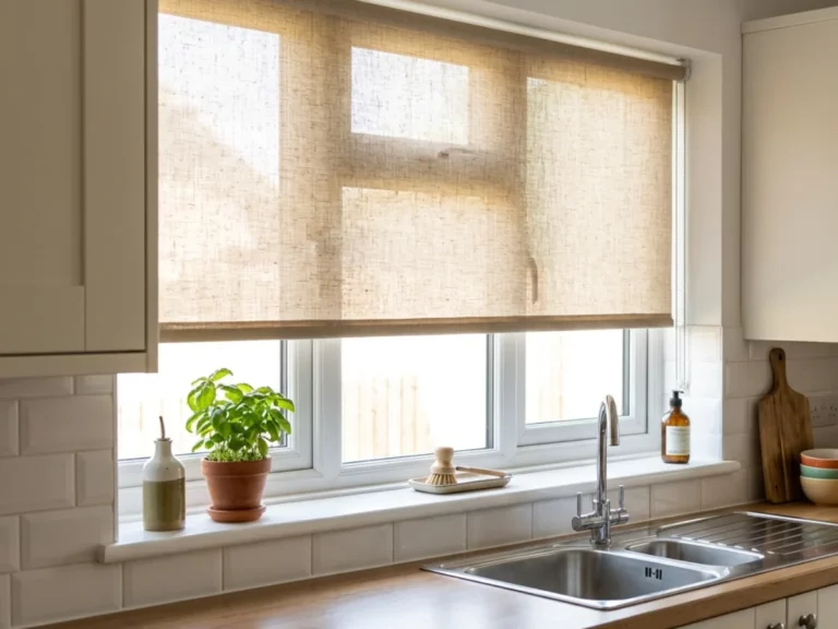 kitchen with roller blind