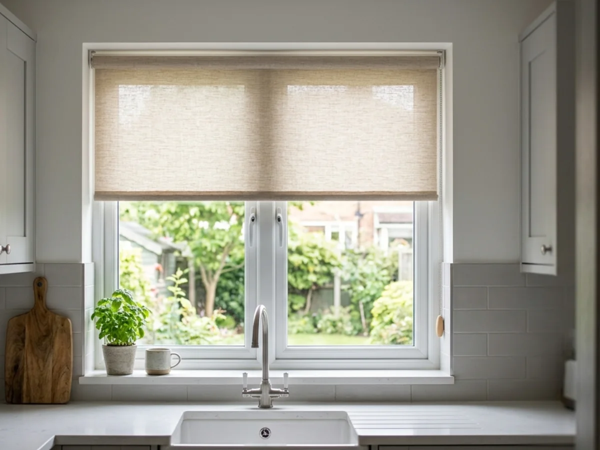 kitchen with roller blind