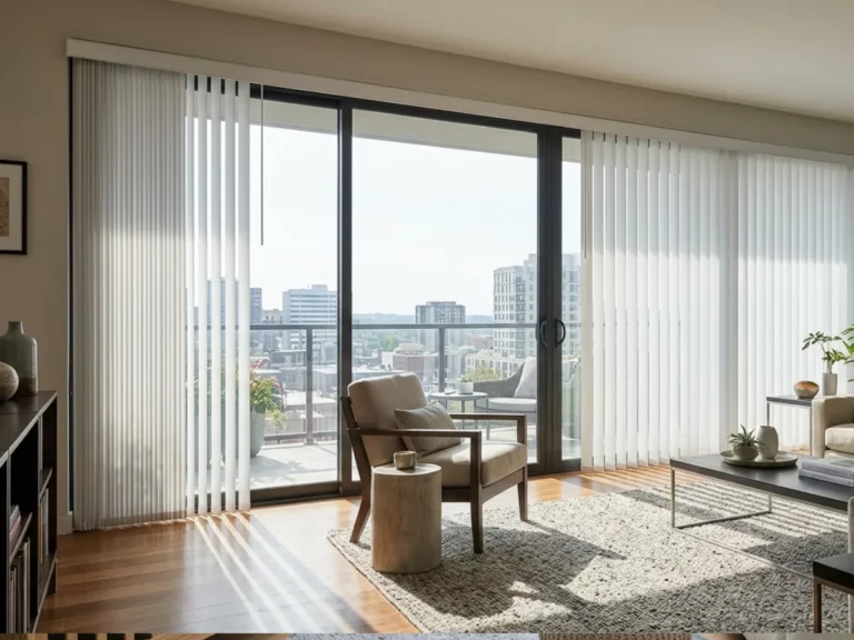 living room patio with vertical blind