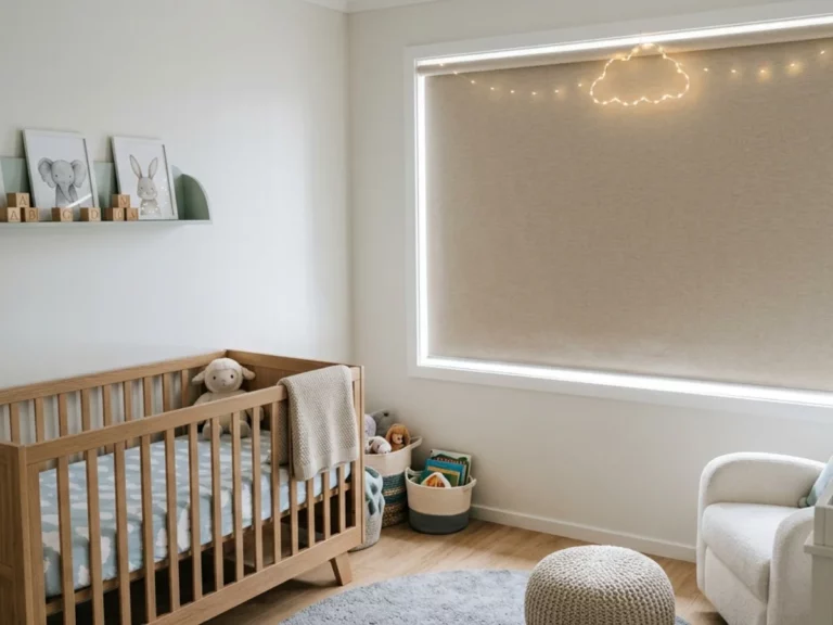 nursery with roller blind