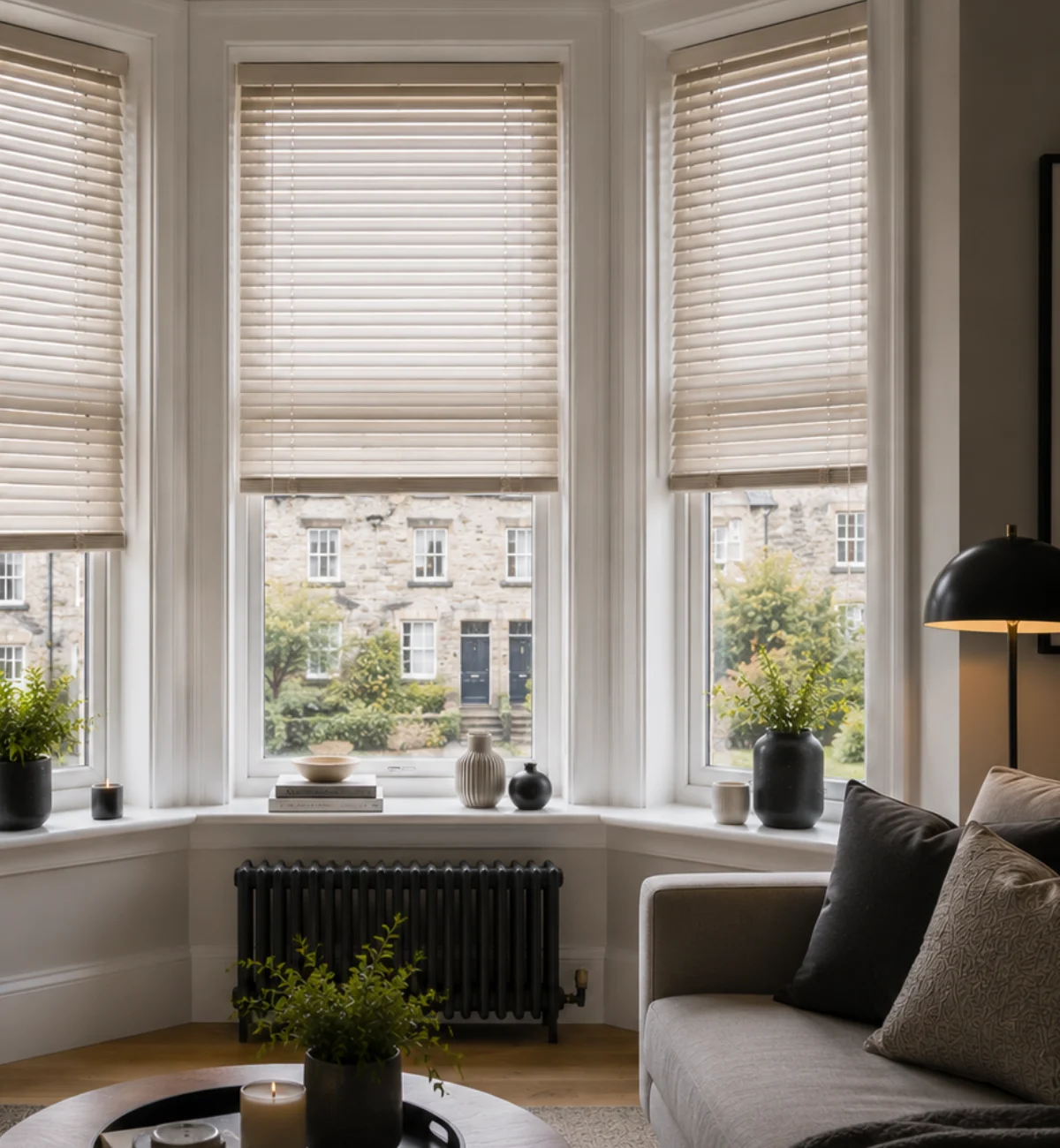 bay window Individual window recess blinds