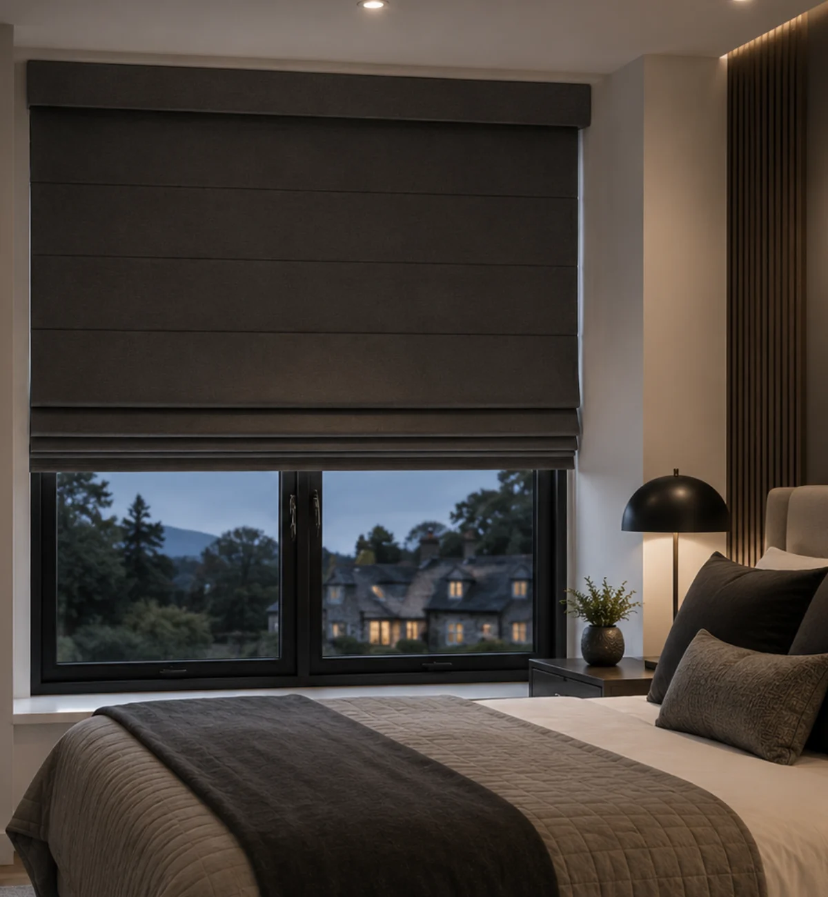 bedroom Compact blackout cassette or Roman Blinds