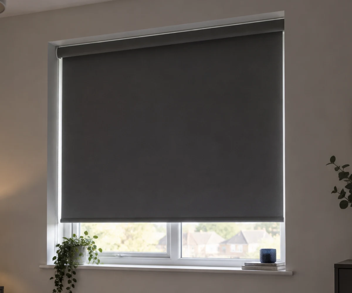 bedroom blackout blinds installed in bedroom